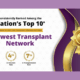An infographic that explains Midwest Transplant Network is No. 4 in the country for organ donation and no. 7 for transplantation rates. Rankings are based on 2023 data provided to the Centers for Medicare & Medicaid Services.